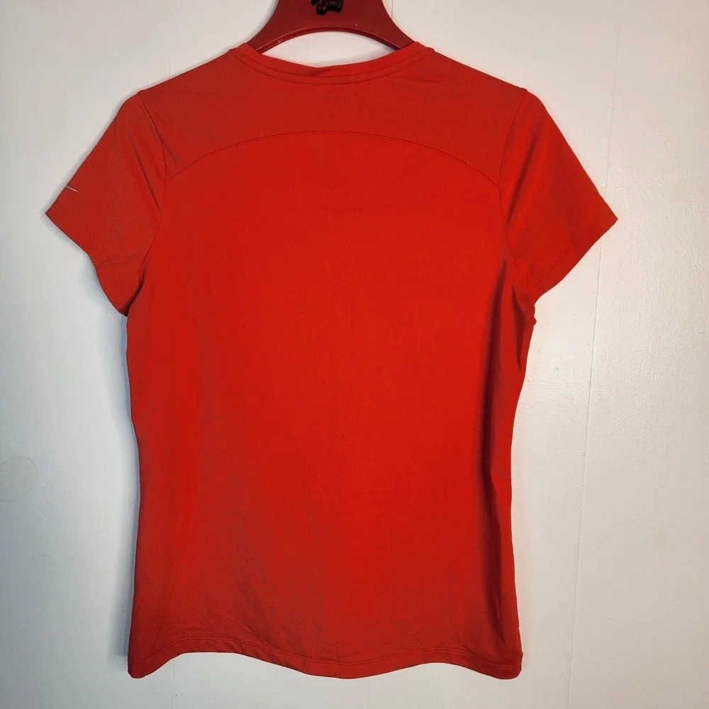 Nike Dri Fit Tee Shirt Golf ‎ Shirt Women's Size Large Red V Neck Ryder Cup 2016